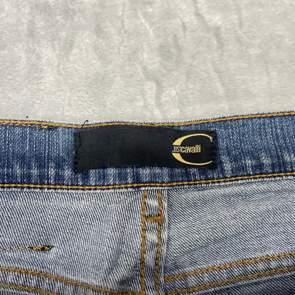 Just Cavalli Jeans Womens 31x30 Blue Denim Faded Mid Rise Low Waist Flare Leg - Picture 5 of 11
